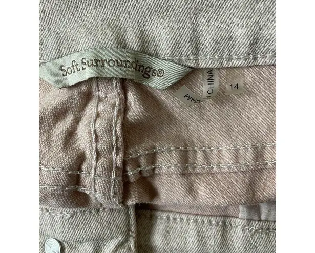 Soft Surroundings Women's Pink Stretch Denim Jeans Size 14 Speckled Silver Speck