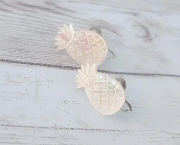 Vintage Screw On Earrings Cream Pineapple with Slight Iridescence