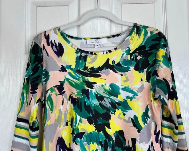 JEAN PIERRE KLIFA Daphne Sheath Dress Yellow Green Size Medium Abstract Bright