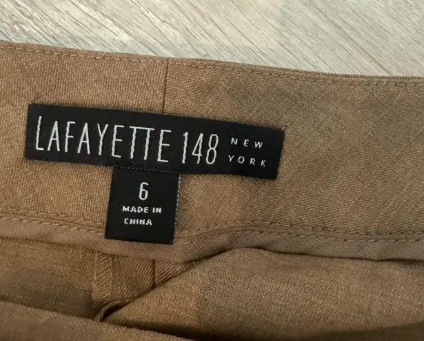 Lafayette 148 Trouser Pants Menswear Fit Straight Leg Wool Career NWT 6 *READ Brown