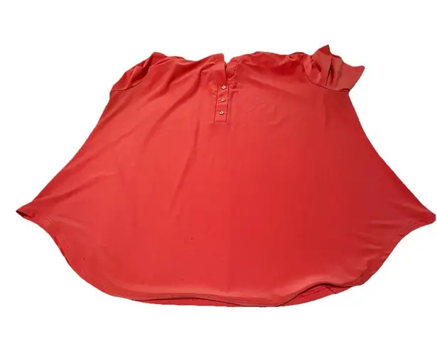Vibrant PerSeption Women's coral blouse, size 1X, features a stylish 1/4