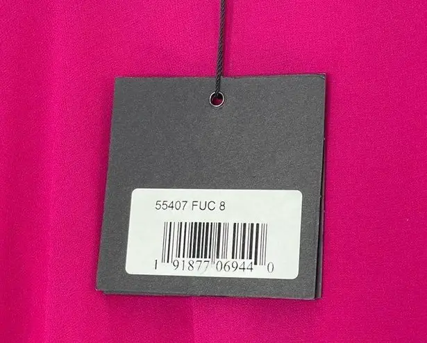 Mac Duggal 55407 High Neck Ruffle Cape Fuchsia (Pink) Chiffon Mini Dress, Size 8