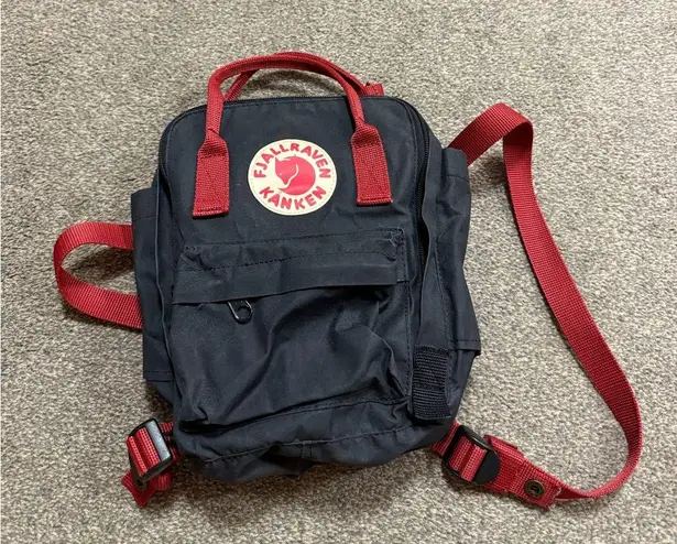 Fjallraven Kanken Black and Red Mini Unisex Backpack