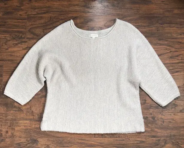 Monsoon • grey boxy knit sweater wool mohair waffle stitch cropped minimalist