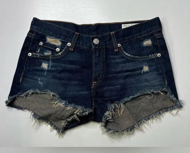 Rag and Bone  Jean Cut Off Shorts Distressed Dark Wash In Doris. Never Worn Sz 24 - Image 1