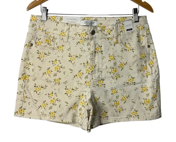 Judy Blue Los Angeles Floral Print Denim Shorts Mid Rise Women Size XL NWT
