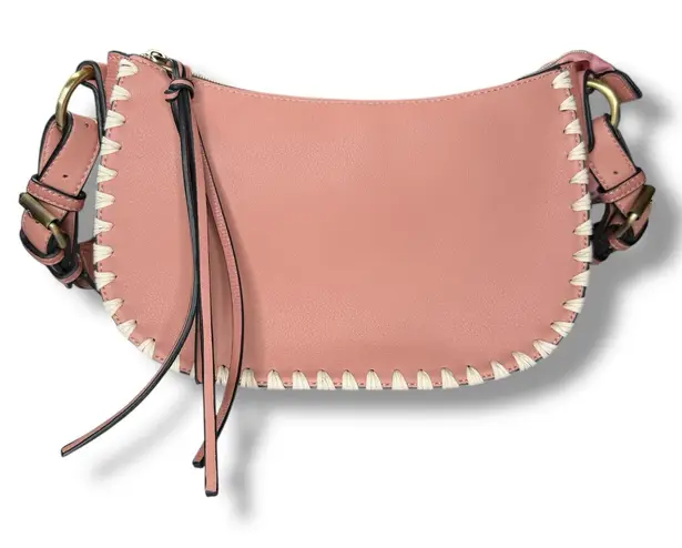 Sondra Roberts New Vegan Leather Tote Shoulder Bag Top Handle Pink Whipstitch - Image 1