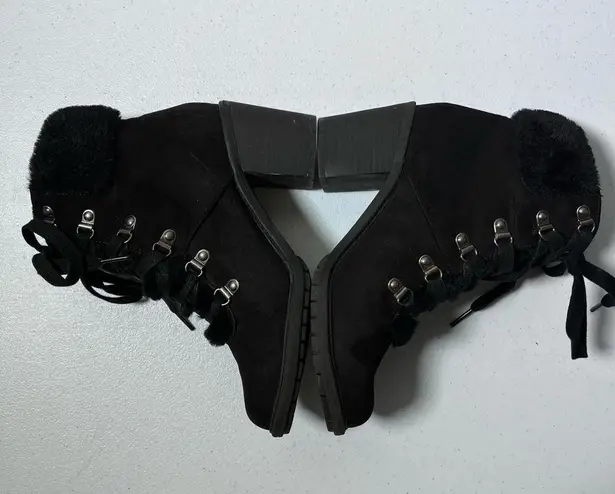 A New Day  Larina Black Faux Fur Heeled Ankle Boots - Image 8