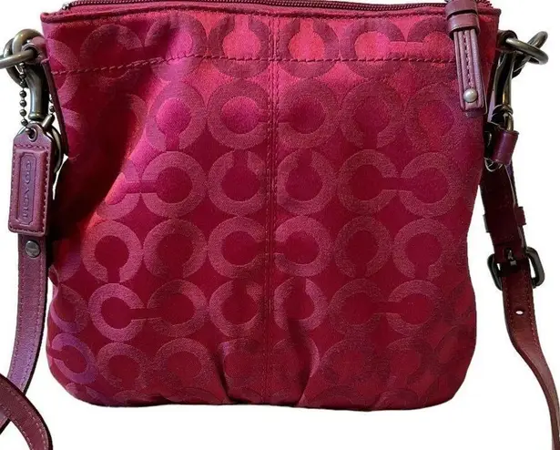 Coach  Plum Cherry Brooke Op Art Crossbody Mini Hand Bag