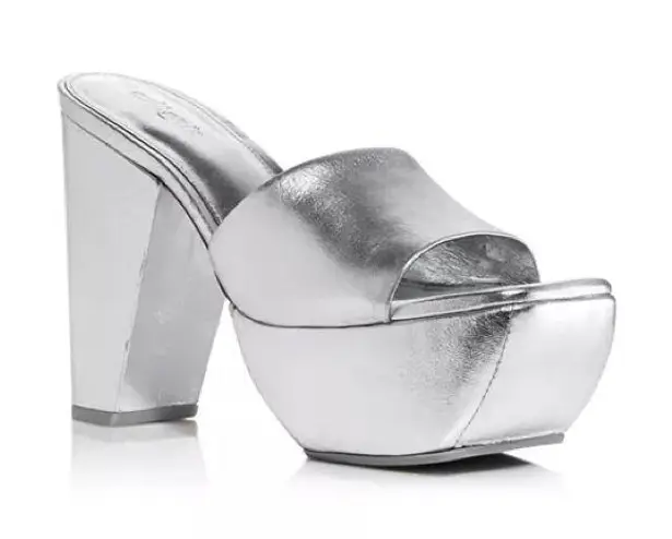 Cult Gaia Nadia Platform Sandals in Shiny Silver, NWT, Size EU 37