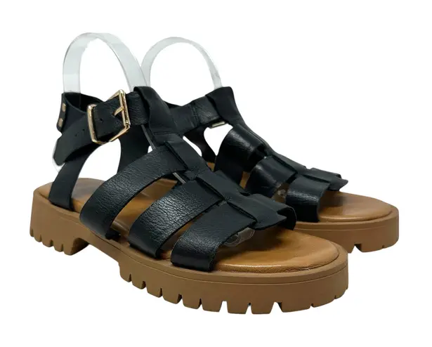 275 Central Isaiah Sandals Fisherman Chunky Leather Black Size 40 US 10