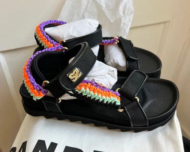 Sandro Paris Women's Sporty Platform Sandals Size 39 Black Purple Orange NWT