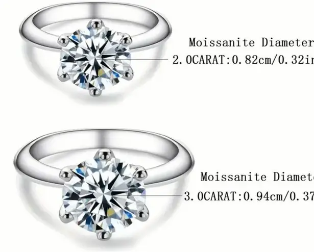 Certified 3ct. Moissanite Ring Silver