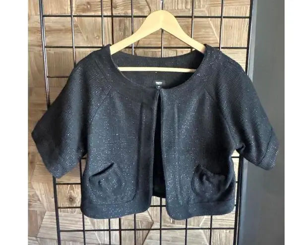 Vintage Mossimo Womens Jacket Sz M Black Crop Cape Short Sleeve Bohochic Size M