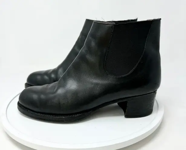 Fatte A Mano Women Black Leather Upper Slip on Ankle Booties Size 39 / US 8.5