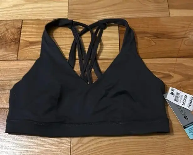 Ideology Deep Charcoal Strappy Back Sports Bra, Medium