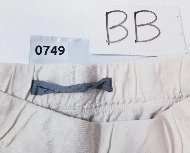 Raquel Allegra Linen Blend White Pleated Crop Pants Pull On High Rise Size 2