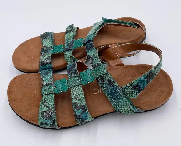 Vionic 44 Amber Turquoise Stone Strappy Sandals Snakeskin Women's Size 10