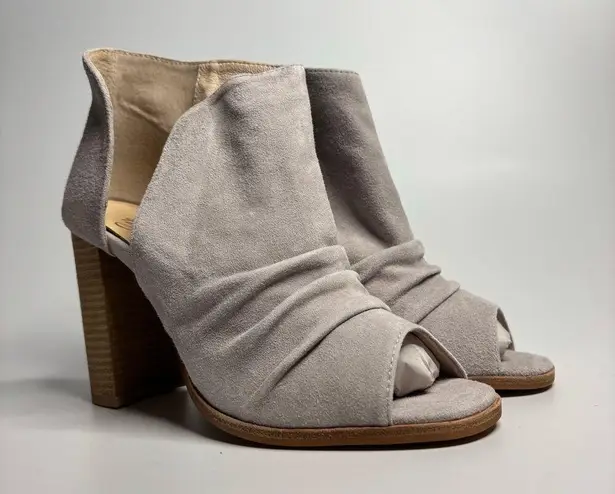 42 Gold Womens Loyalty Peep Toe Bootie in Fog Kid Suede Gray Size 10
