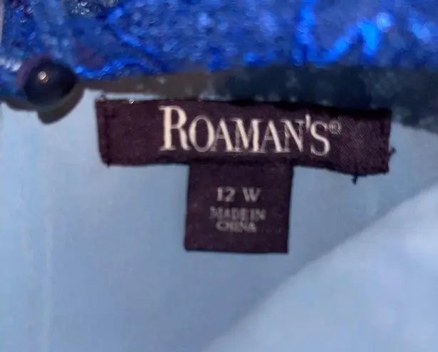 ROAMAN'S MULTI BLUE FLORAL BODICE DRESS 12W Size 12