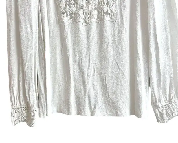 Sandro Paris Casey Lace Crepe Top Blouse Tunic Ecru Creme White Sz 2