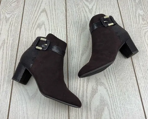 Karen Scott Women's Ivyy Mixed-Media Booties 7M Chocolate Brown $70