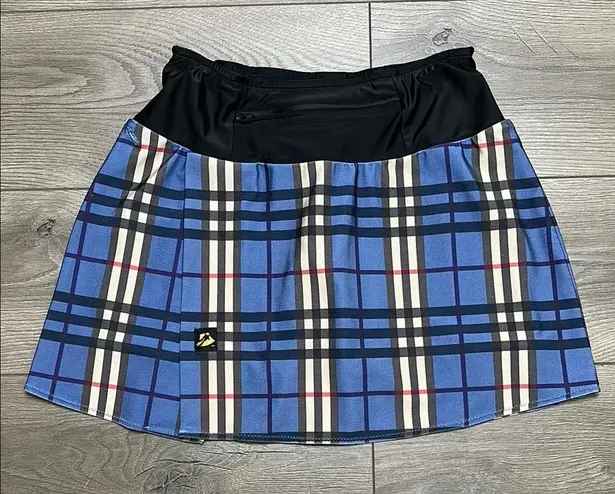 SparkleSkirts 15” High Rise Blue Plaid Running Tennis Skirt Skort Size Medium