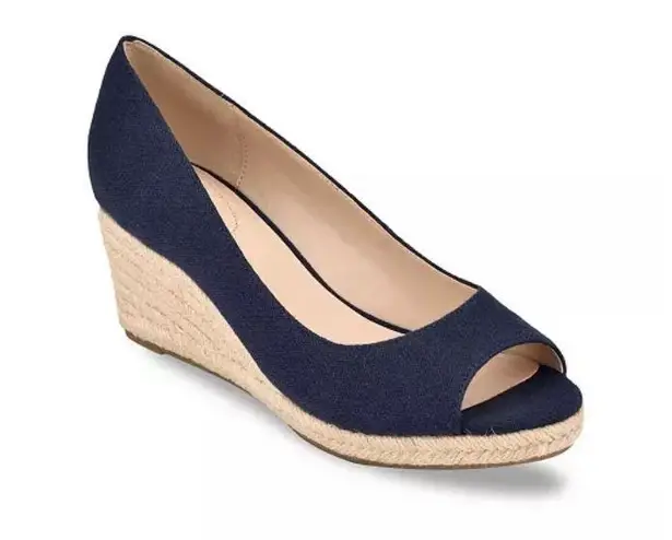 Bandolino Navy Blue Espadrille Wedge Sandals 9