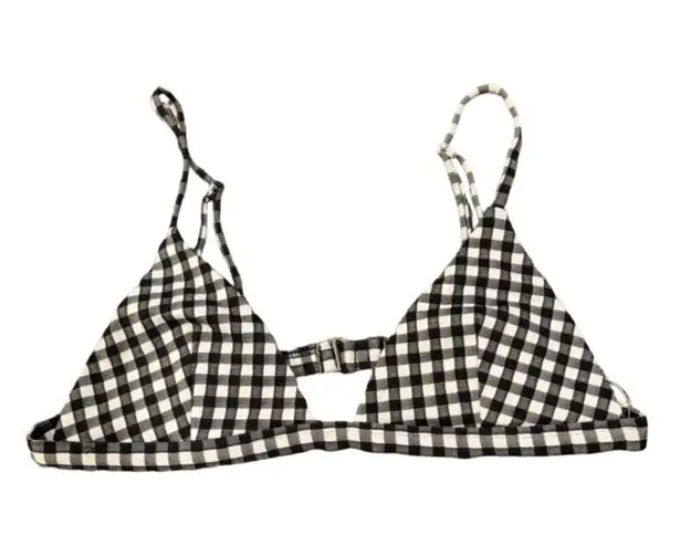 Mara Hoffman Gingham Astrid Triangle Bikini Top - Black/White Size XL