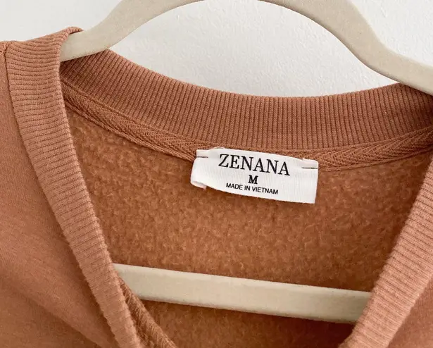 Zenana Outfitters Boutique Tan Brown Mocha Oversized Crew Sweatshirt