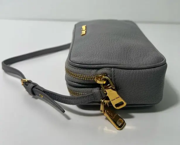 Miu Miu Madras Mini Logo Camera Wristlet Pouchette Clutch Purse Bag