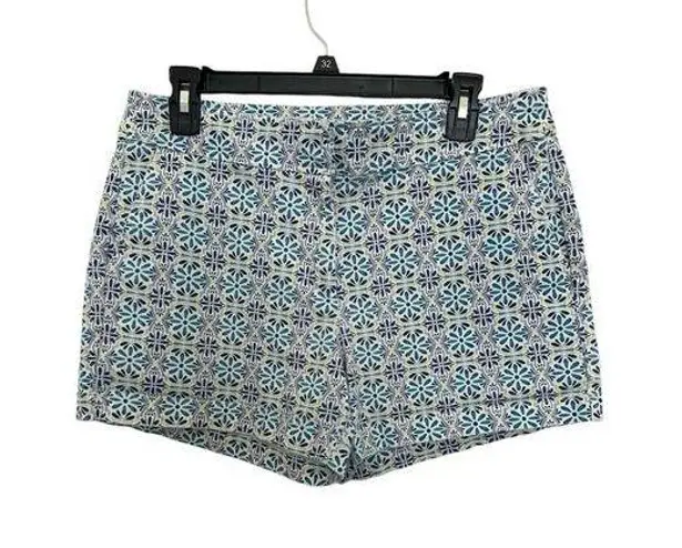 Juniper + Lime Blue Floral Cotton Womens Chino Cuffed Shorts Size 10