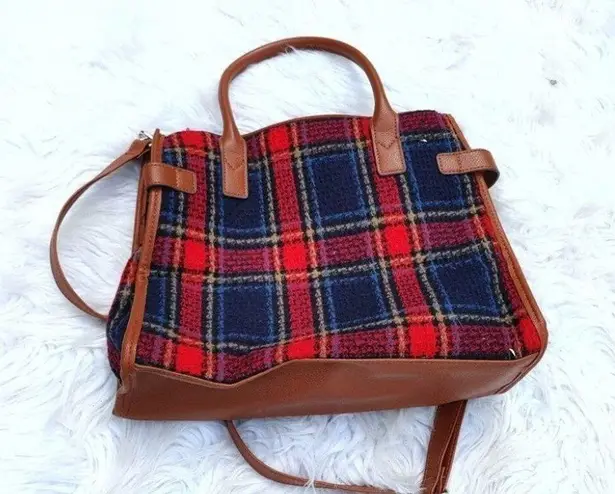 Plaid Stripe Wool Polyester Striped Red Blue Purse Straps Shoulder Cross Body