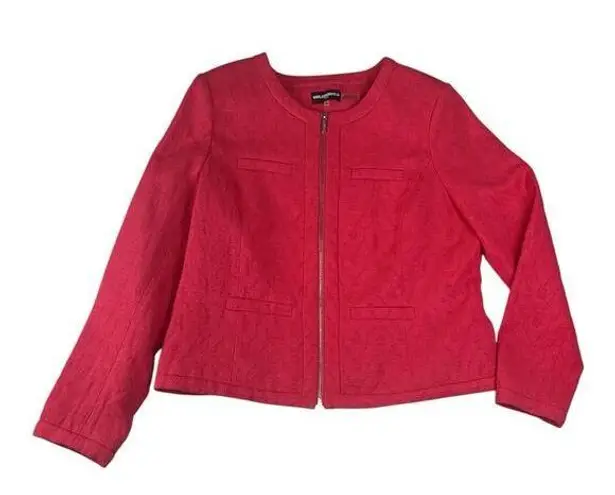 Karl Lagerfeld women's size 16 Jacquard jacket pink blazer business 1x cropped
