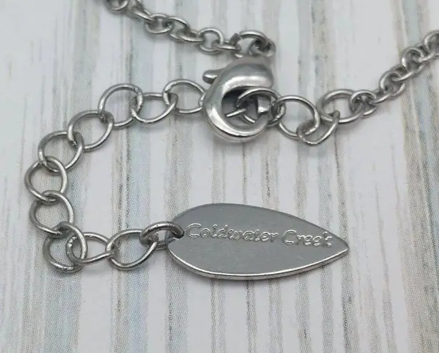 Coldwater Creek Silver Tone Long Station Chain Necklace Blue Ombre Crystal 36"