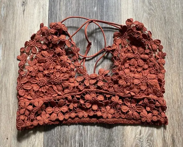 Lace Dainty Floral Orange Bralette Medium Fairy Boho Festival Y2K Strappy Girly