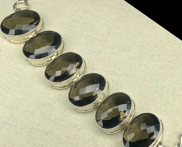 Ross Simons Sterling Silver Oval Faceted Smoky Topaz Toggle Bracelet