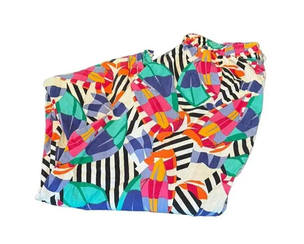 Gay Boyer High Waisted VTG Floral Multicolor Cropped Elastic Band Pants 14 READ