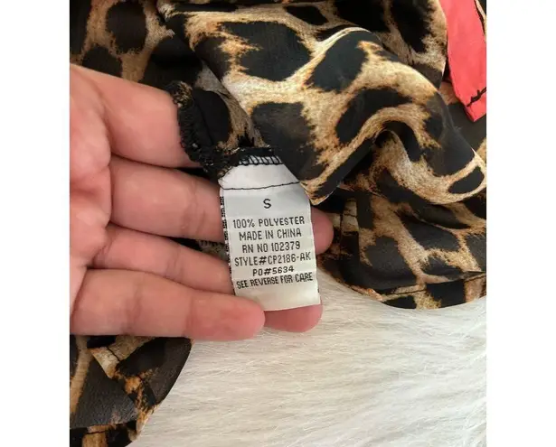 Ali & Kris Button Down Sleeveless Leopard Animal Print Sheer Blouse Size Small