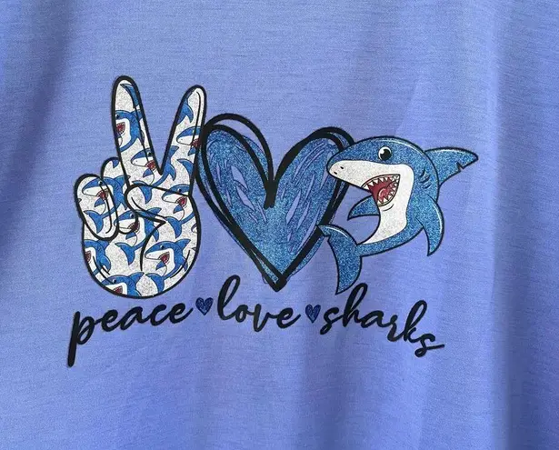 Mondetta Women's Blue "Peace Love Sharks" Sweatshirt Size XL. NEW - Image 3