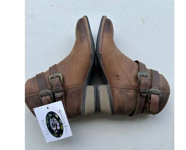 Sterling River Style SRC100 Rustic Genuine Leather Ankle Cowboy Boot Booties 8M Brown Size 8