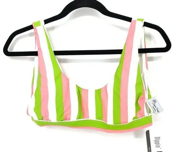 Daisy Dippin' 's Womens Size Medium Bikini Top Swimwear Guava Beach Stripe NWT