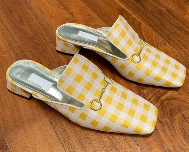 Suzanna Rae Vichy Mule Yellow Gingham Vamp Shoes 42 12