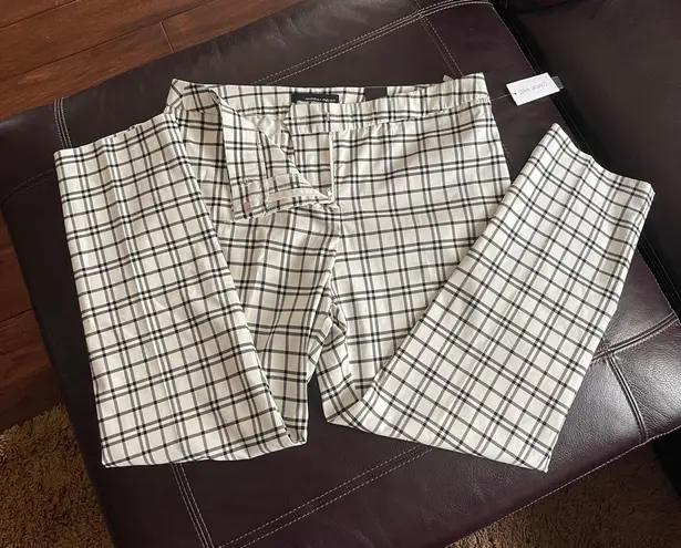 Amanda & Chelsea Amanda Windowpane Slim Ankle Pants IVORY/BLACK, Size 12