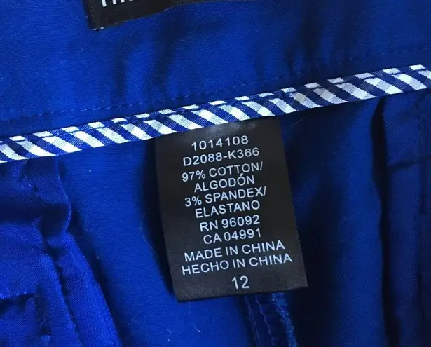 Hilary Radley Cotton, Mid Rise, Straight Leg, Capri Pants, Royal Blue, Size 12