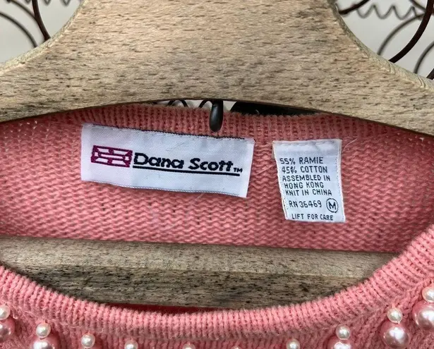 Vintage 90s strawberry milkshake knit pearl bead detail sweater Size M