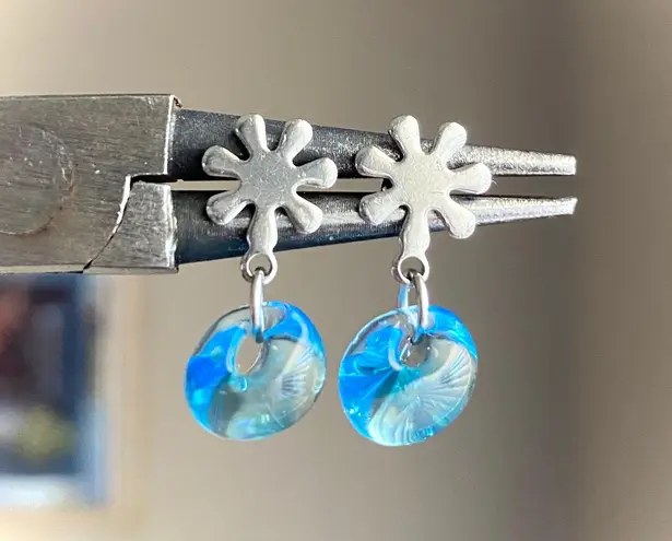 Handmade quality Japanese magatama glass beads minimalist simple dangle earrings✨