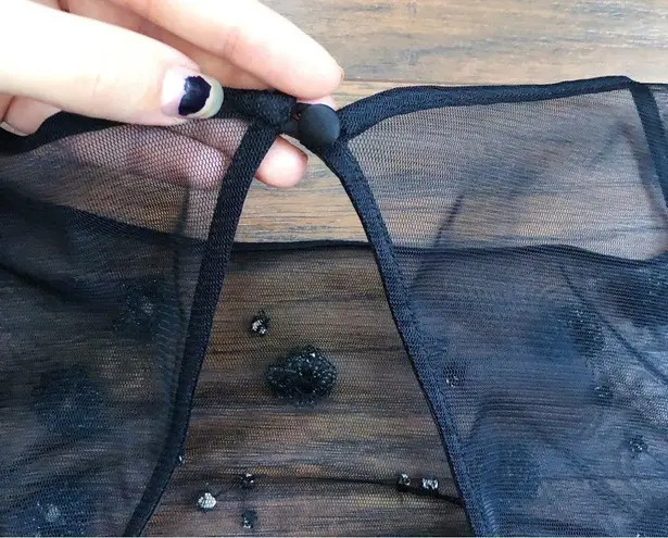 Pearl • black beaded mini dress sheer illusion Marchesa silk cocktail shift Size 2