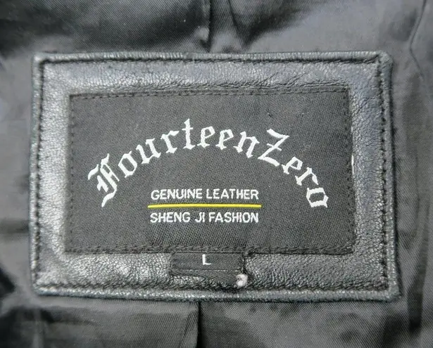 Vintage 90s Fourteen Zero Black Leather Jacket Size L