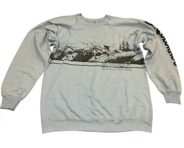 SKI THE SUMMIT COLORADO Vintage 80s Lightweight Sweatshirt, Size Medium P2P 21” Blue
